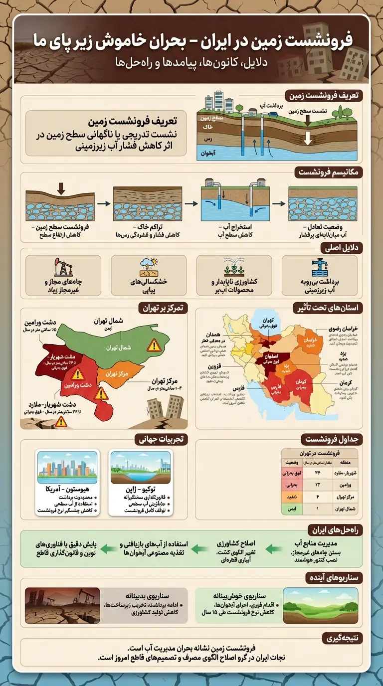 اینفوگرافی فرونشست زمین در ایران و تهران
