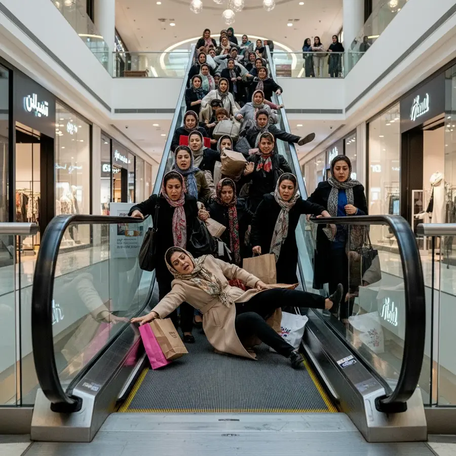 اثر دومینو در پله برقی